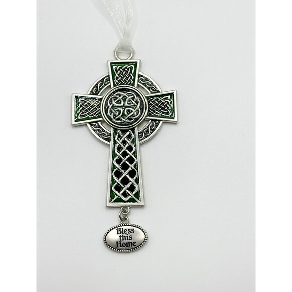 Enameled Celtic Cross Bless This Home Ornament - Picture 3 of 5
